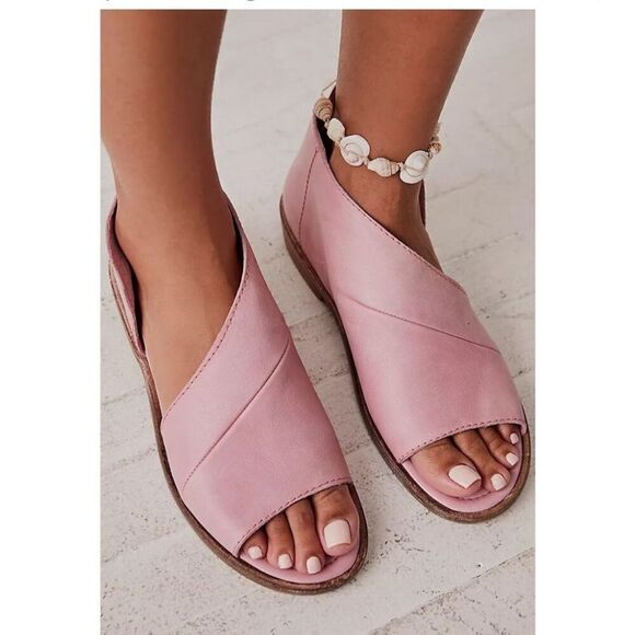 Free People Mount Blanc Pink Leather Sandal in Sz 8.5 (39) New in Box - Picture 1 of 13